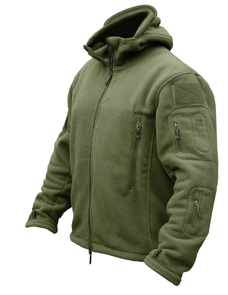 CRYSULLY Males’s Tactical Army Fleece Hooded Jacket for Outside Adventures