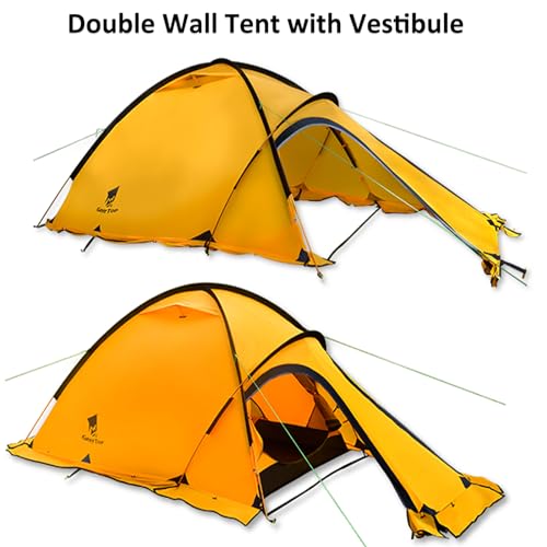 Geertop Waterproof Moveable 2-Particular person 4-Season Tent - Double Layer All-Climate Backpacking Tent for Tenting, Climbing, Journey, and Mountaineering - Simple to Set Up