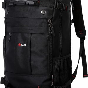 KAKA Journey Backpack – Water-Resistant Carry-On Bag, Flight Authorised Weekender Duffle Rucksack Daypack for Males and Girls (Upgraded Black)