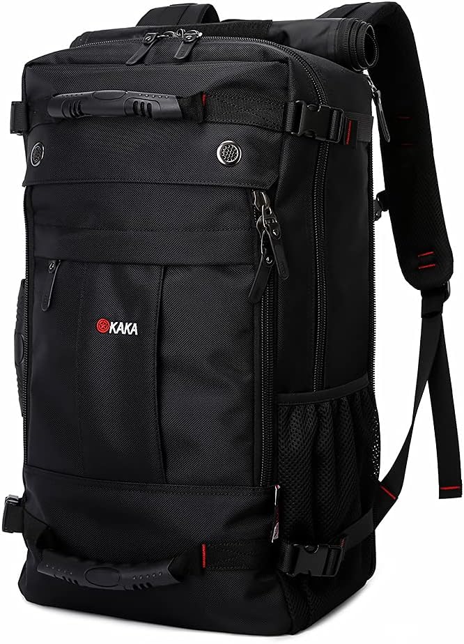 KAKA Journey Backpack – Water-Resistant Carry-On Bag, Flight Authorised Weekender Duffle Rucksack Daypack for Males and Girls (Upgraded Black)