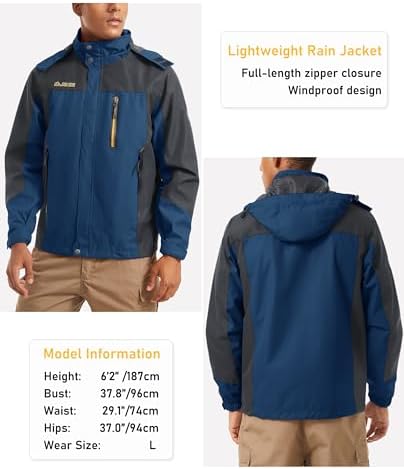 MAGCOMSEN Males's Hooded Windbreaker Jacket - Water-Resistant and Windproof, That includes 5 Pockets for Mountain climbing, Fishing, and Journey