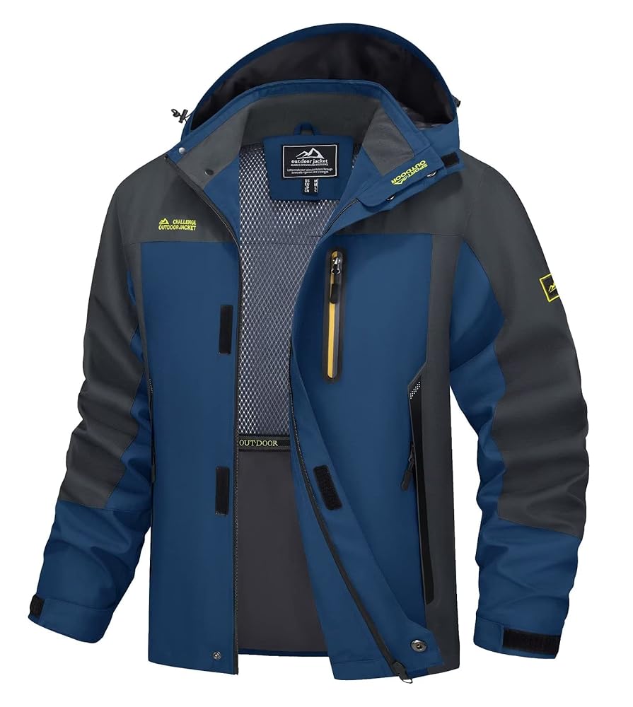 MAGCOMSEN Males’s Hooded Windbreaker Jacket – Water-Resistant and Windproof, That includes 5 Pockets for Mountain climbing, Fishing, and Journey