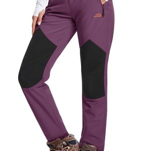 MAGCOMSEN Ladies’s Waterproof Insulated Fleece-Lined Climbing Pants – Softshell Out of doors Snow Ski and Winter Looking Pants