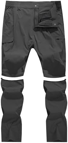 Males's Light-weight Waterproof Convertible Zip-Off Climbing Pants - Fast Dry Cargo Pants for Out of doors Fishing and Journey