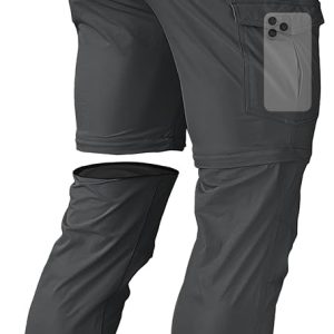 Males’s Light-weight Waterproof Convertible Zip-Off Climbing Pants – Fast Dry Cargo Pants for Out of doors Fishing and Journey