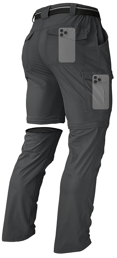 Males’s Light-weight Waterproof Convertible Zip-Off Climbing Pants – Fast Dry Cargo Pants for Out of doors Fishing and Journey