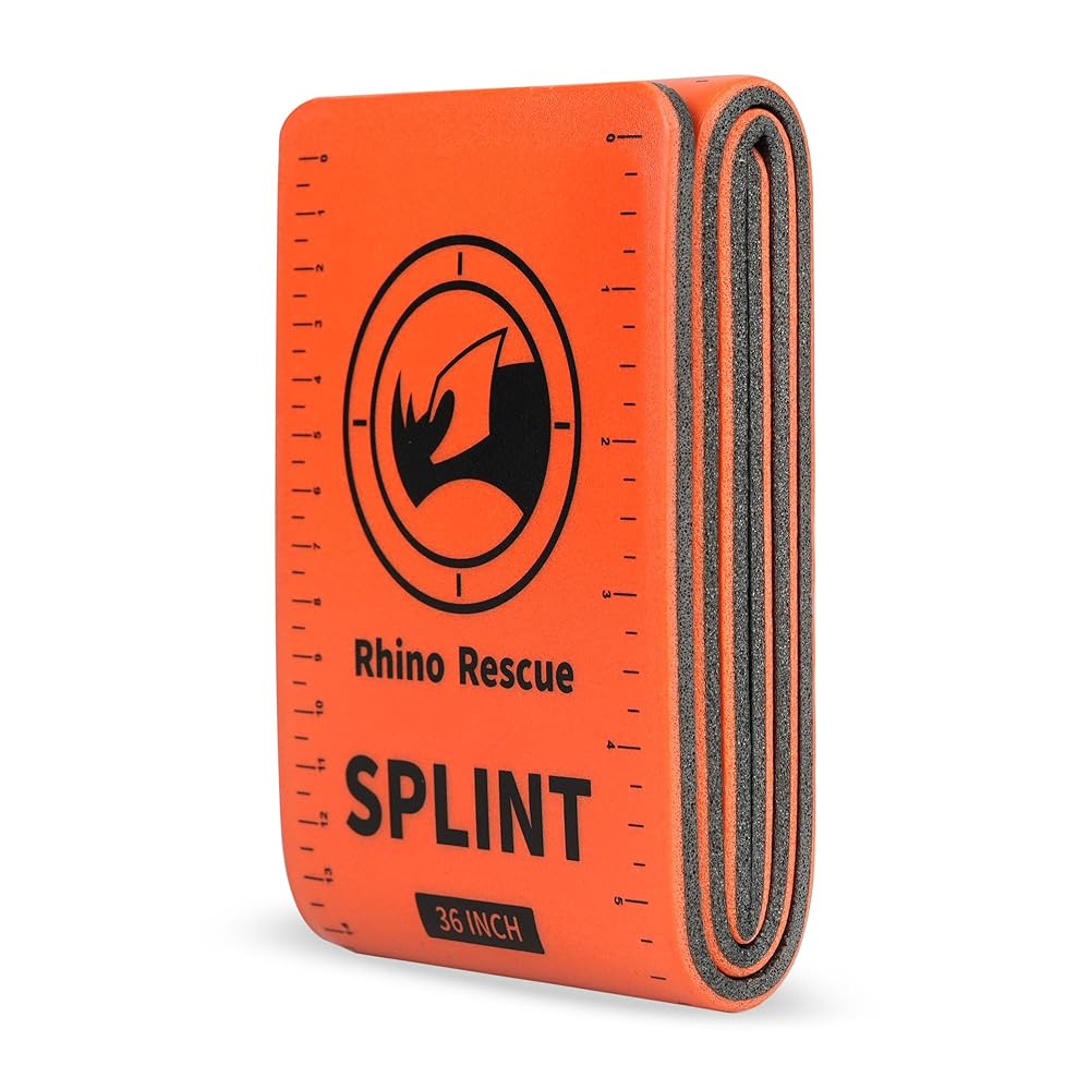 RHINO RESCUE 36″ X 4.3″ First Support Splint – Orange and Grey, Maintains Bone Alignment (1, Folded)