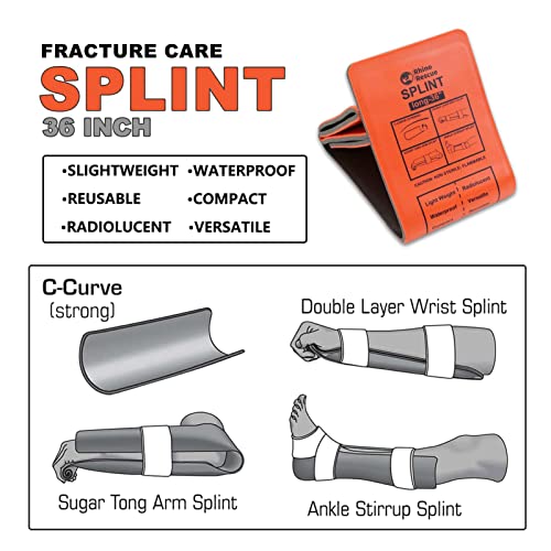 RHINO RESCUE 36" X 4.3" First Support Splint - Orange and Grey, Maintains Bone Alignment (1, Folded)