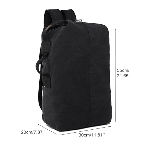 Spacious Canvas Leisure Backpack - Tactical Army Duffel Bag for Journey and Climbing, High-Load Gymnasium Bag for Out of doors Actions (Black, Dimension L)