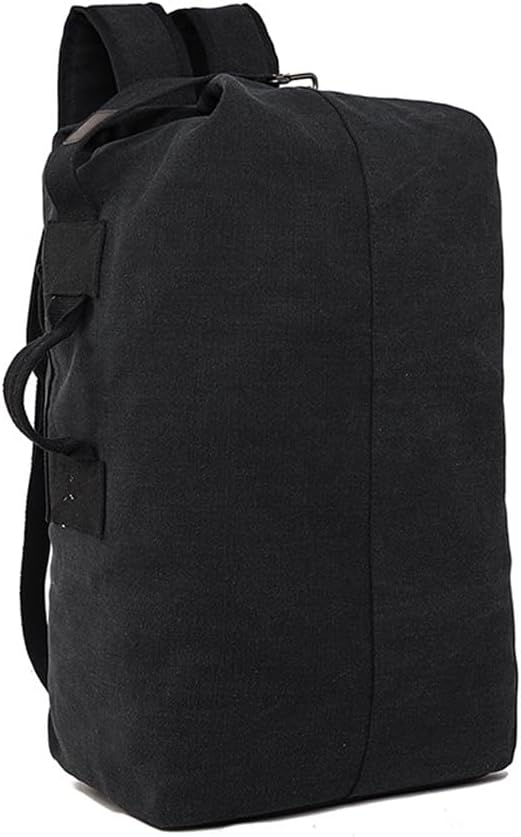 Spacious Canvas Leisure Backpack – Tactical Army Duffel Bag for Journey and Climbing, High-Load Gymnasium Bag for Out of doors Actions (Black, Dimension L)