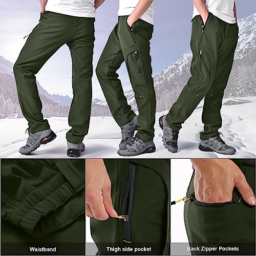 Toomett Males's Insulated Winter Mountain climbing Pants - Fleece-Lined, Water-Repellent Snowboarding and Out of doors Gear for Tenting, Strolling, and Fishing