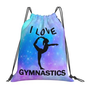 Unisex Drawstring Backpack for Gymnastics – Blue Star Stability Sport Sack for Journey, Health club, and Swimming