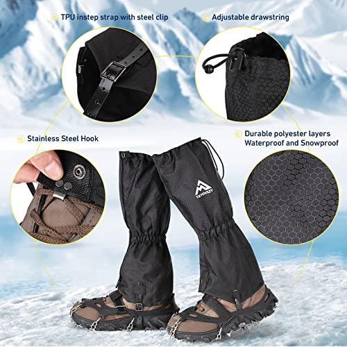 Waterproof and Breathable Mountain climbing Gaiters – Adjustable Light-weight Leg Gaiters for Males and Girls, Perfect for Looking, Mountain climbing, Mountaineering, and Snow Actions