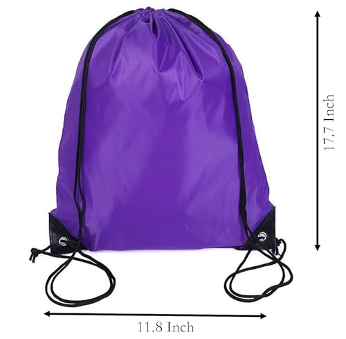 YIKANGHENG Set of 4 Drawstring Backpacks, 17.7 x 11.8 Inch Sturdy Fabric Baggage for Sports activities, Mountaineering, Journey, and Outside Actions (Purple, Blue, Orange, Inexperienced)